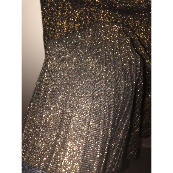 Gold Sparkle Knit High Waist Skater Skirt - Picture 4 of 4